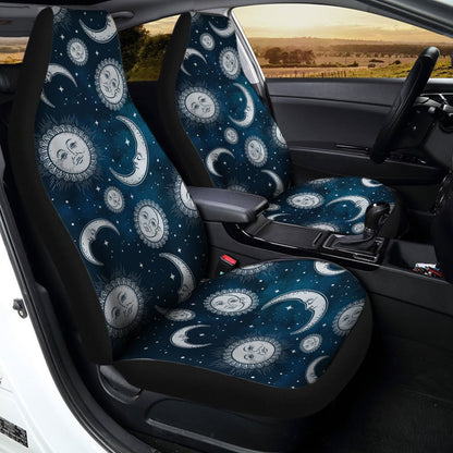 Night Sky Celestial Galaxy Car Seat Covers Sun And Moon Custom Car Accessories