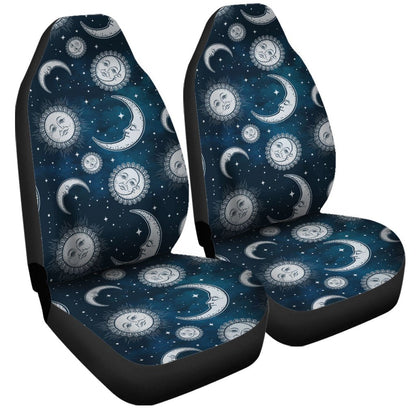 Night Sky Celestial Galaxy Car Seat Covers Sun And Moon Custom Car Accessories