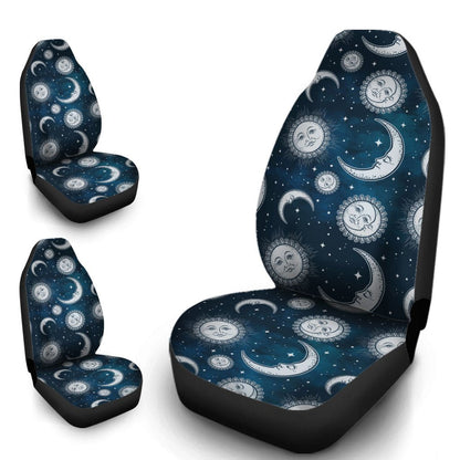 Night Sky Celestial Galaxy Car Seat Covers Sun And Moon Custom Car Accessories