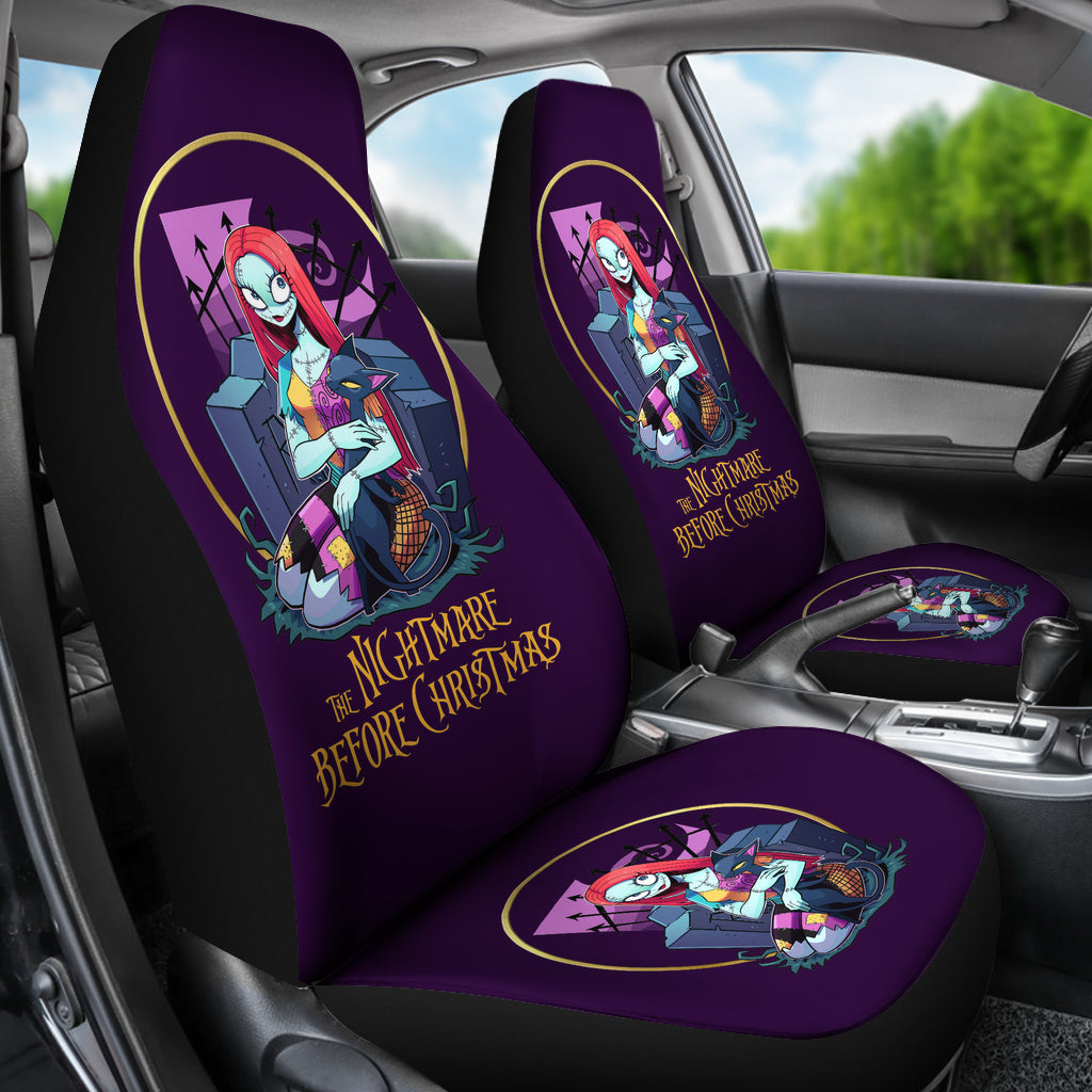 Nightmare Before Christmas Cartoon Car Seat Covers - Beautiful Sally Sitting With Her Cat Seat Covers Ci101401