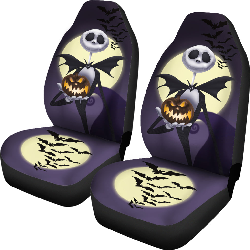 Nightmare Before Christmas Cartoon Car Seat Covers | Cute Cartoon Jack Holding Scary Pumpkin Seat Covers Ci092401