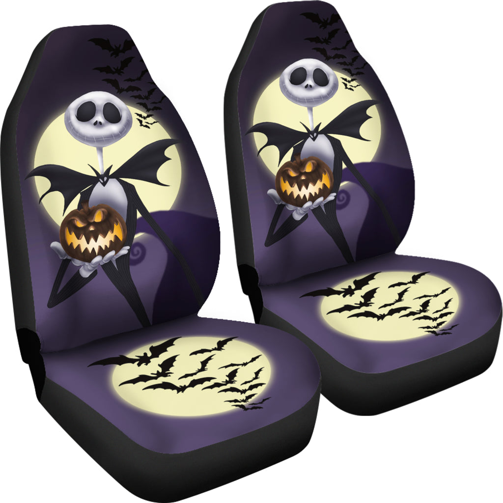 Nightmare Before Christmas Cartoon Car Seat Covers | Cute Cartoon Jack Holding Scary Pumpkin Seat Covers Ci092401