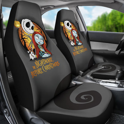 Nightmare Before Christmas Cartoon Car Seat Covers | Cute Chibi Jack Skellington Sally And Zero Seat Covers Ci100601