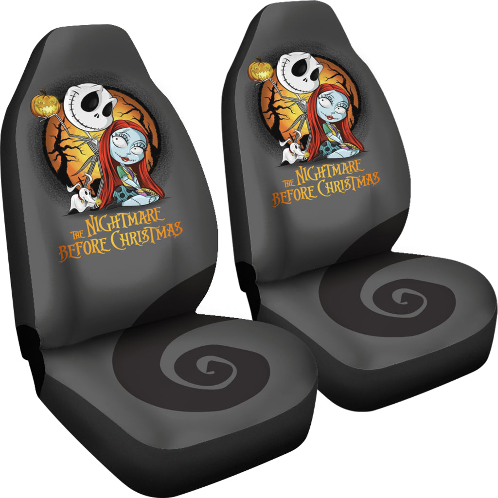 Nightmare Before Christmas Cartoon Car Seat Covers | Cute Chibi Jack Skellington Sally And Zero Seat Covers Ci100601