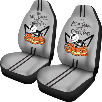 Nightmare Before Christmas Cartoon Car Seat Covers | Cute Jack Skellington Holding Pumpkins Seat Covers Ci100701