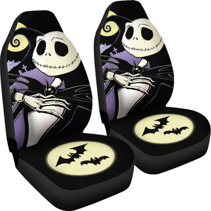 Nightmare Before Christmas Cartoon Car Seat Covers | Cute Smiling Jack Skellington With Moon Hill Seat Covers Ci092501