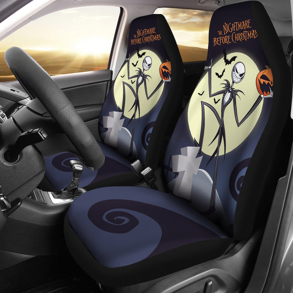 Nightmare Before Christmas Cartoon Car Seat Covers | Evil Jack Skellington And Pumpkin Laughing Seat Covers Ci100502