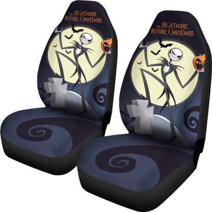 Nightmare Before Christmas Cartoon Car Seat Covers | Evil Jack Skellington And Pumpkin Laughing Seat Covers Ci100502
