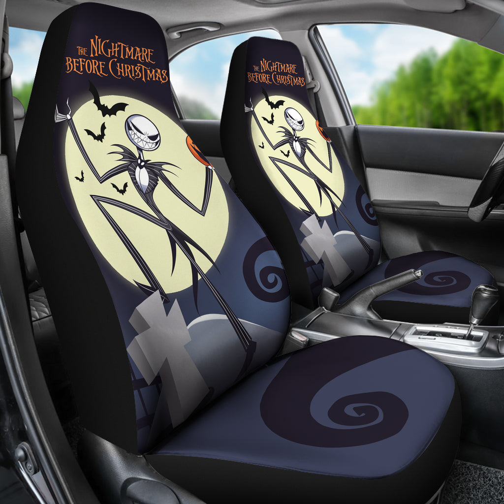 Nightmare Before Christmas Cartoon Car Seat Covers | Evil Jack Skellington And Pumpkin Laughing Seat Covers Ci100502