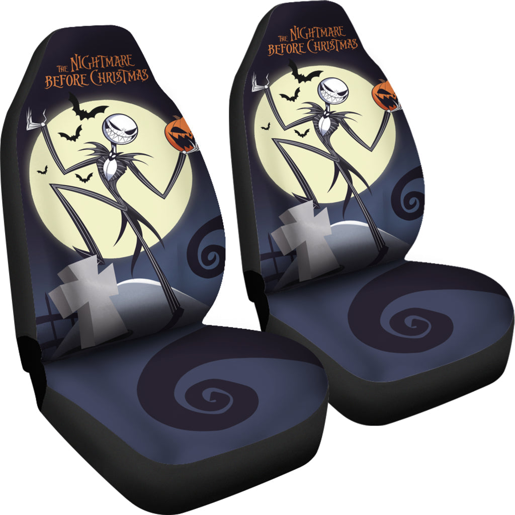 Nightmare Before Christmas Cartoon Car Seat Covers | Evil Jack Skellington And Pumpkin Laughing Seat Covers Ci100502
