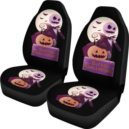 Nightmare Before Christmas Cartoon Car Seat Covers - Evil Jack Skellington With Pumpkin Funny Artwork Seat Covers Ci100902