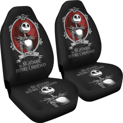 Nightmare Before Christmas Cartoon Car Seat Covers - Funny Old Jack Skellington Portrait Seat Covers Ci100903