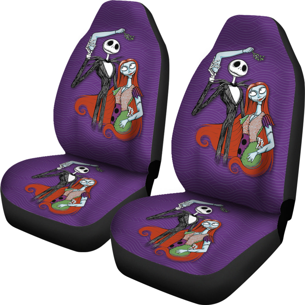 Nightmare Before Christmas Cartoon Car Seat Covers - Jack Holding Sally Hand Purple Wave Seat Covers Ci092703