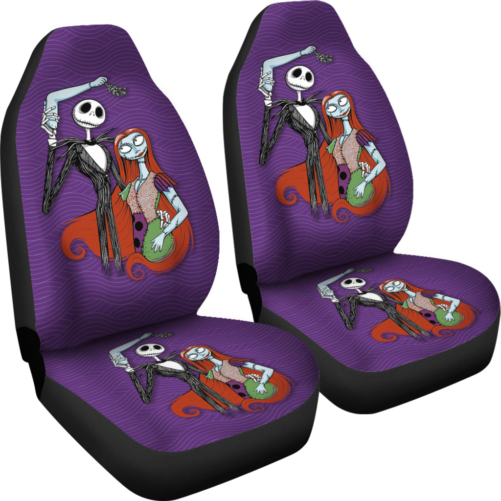 Nightmare Before Christmas Cartoon Car Seat Covers - Jack Holding Sally Hand Purple Wave Seat Covers Ci092703