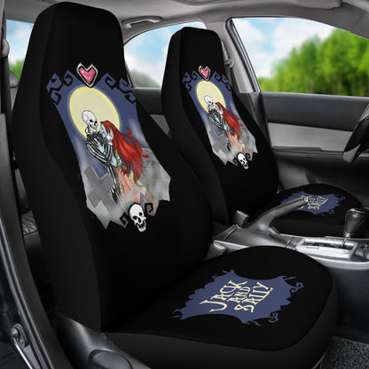 Nightmare Before Christmas Cartoon Car Seat Covers - Jack Skellington And Sally Gather Again Moonlight Seat Covers Ci101502