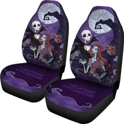 Nightmare Before Christmas Cartoon Car Seat Covers - Jack Skellington And Sally Unique Artwork Seat Covers Ci092803