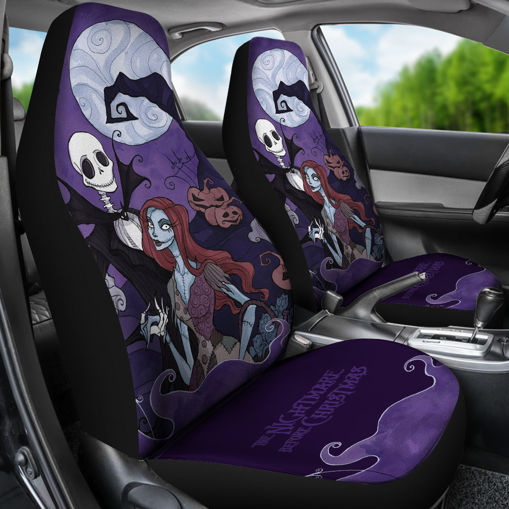 Nightmare Before Christmas Cartoon Car Seat Covers - Jack Skellington And Sally Unique Artwork Seat Covers Ci092803