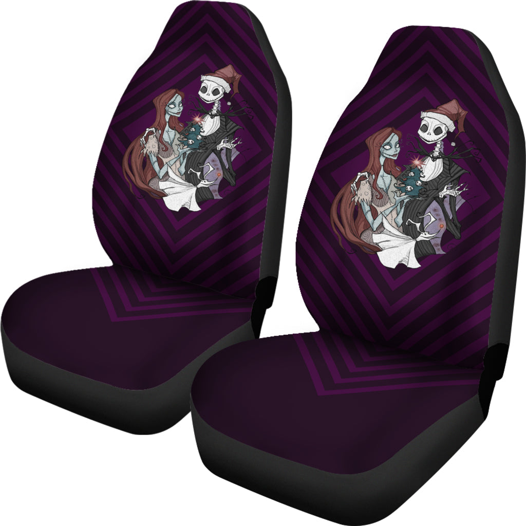 Nightmare Before Christmas Cartoon Car Seat Covers - Jack Skellington And Sally Xmas Night Seat Covers Ci101403