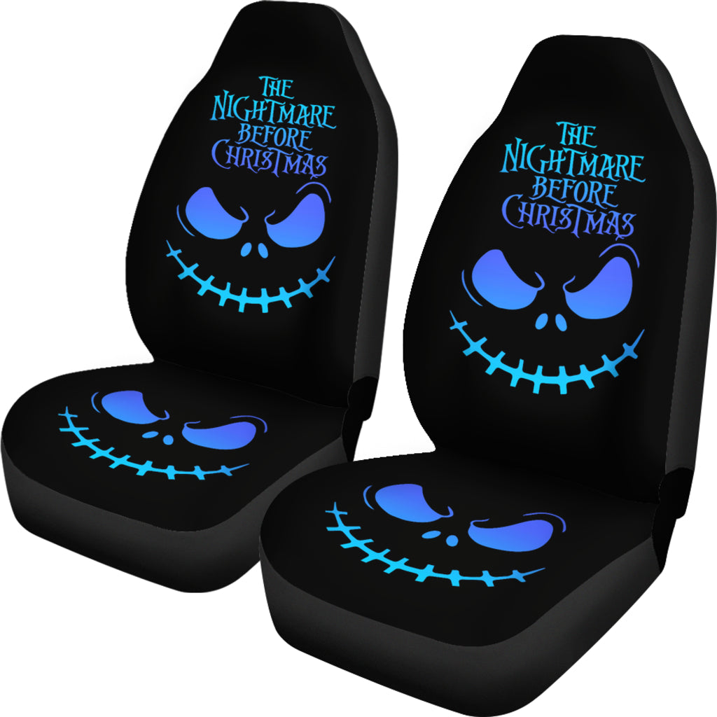 Nightmare Before Christmas Cartoon Car Seat Covers | Jack Skellington Blue Minimal Smiling Face Seat Covers Ci100603