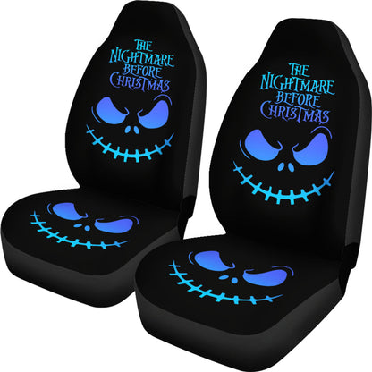 Nightmare Before Christmas Cartoon Car Seat Covers | Jack Skellington Blue Minimal Smiling Face Seat Covers Ci100603