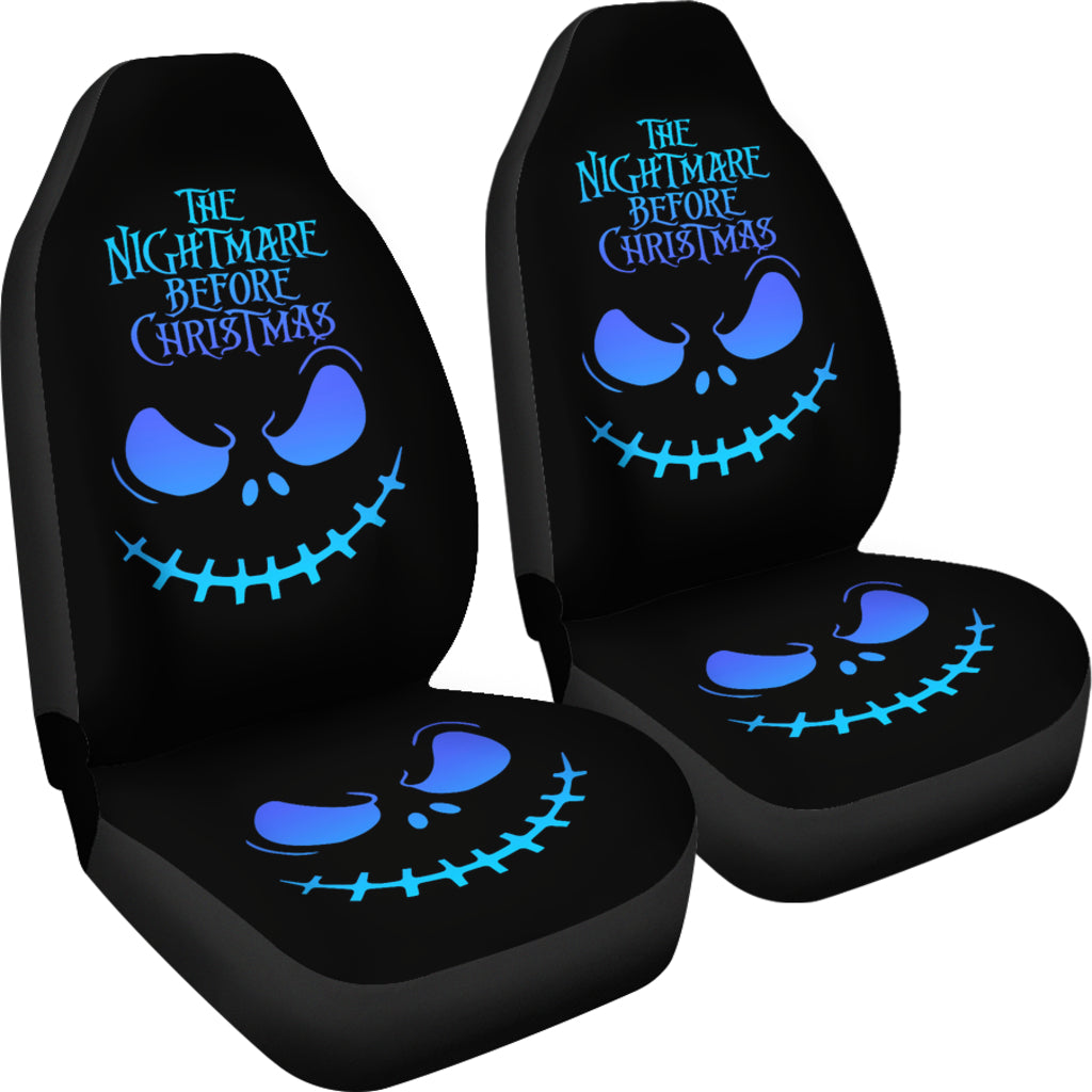 Nightmare Before Christmas Cartoon Car Seat Covers | Jack Skellington Blue Minimal Smiling Face Seat Covers Ci100603