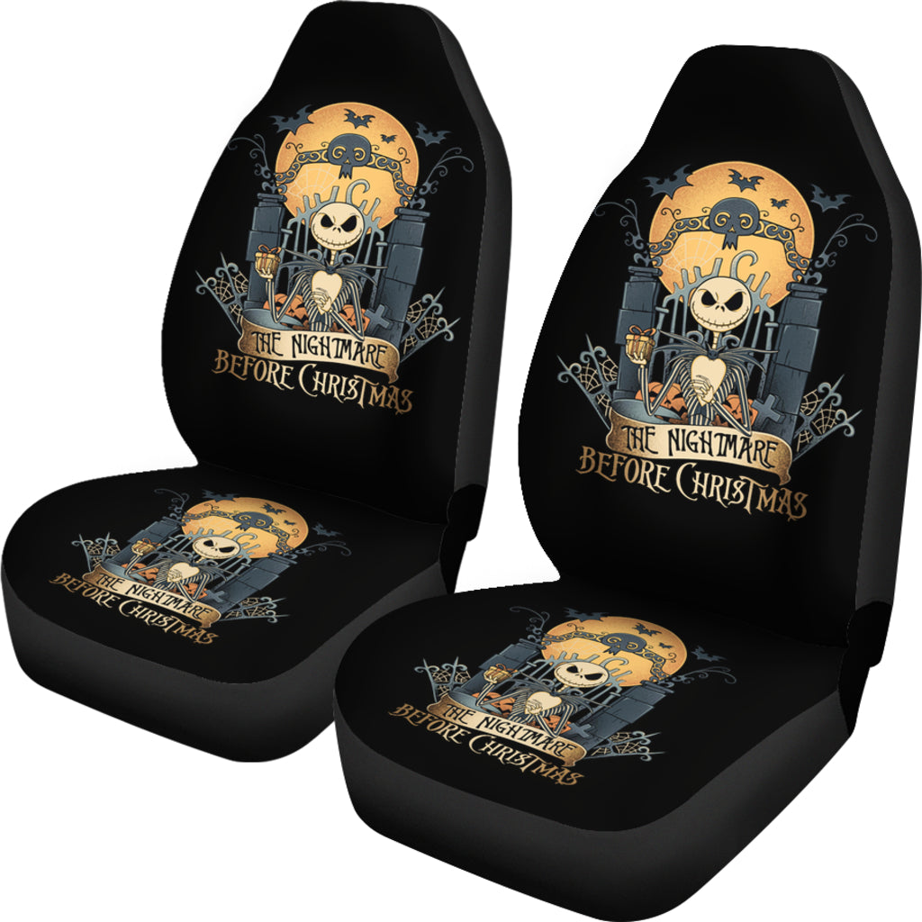Nightmare Before Christmas Cartoon Car Seat Covers | Jack Skellington Gift At Cemetery Gate Seat Covers Ci100702