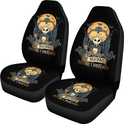 Nightmare Before Christmas Cartoon Car Seat Covers | Jack Skellington Gift At Cemetery Gate Seat Covers Ci100702