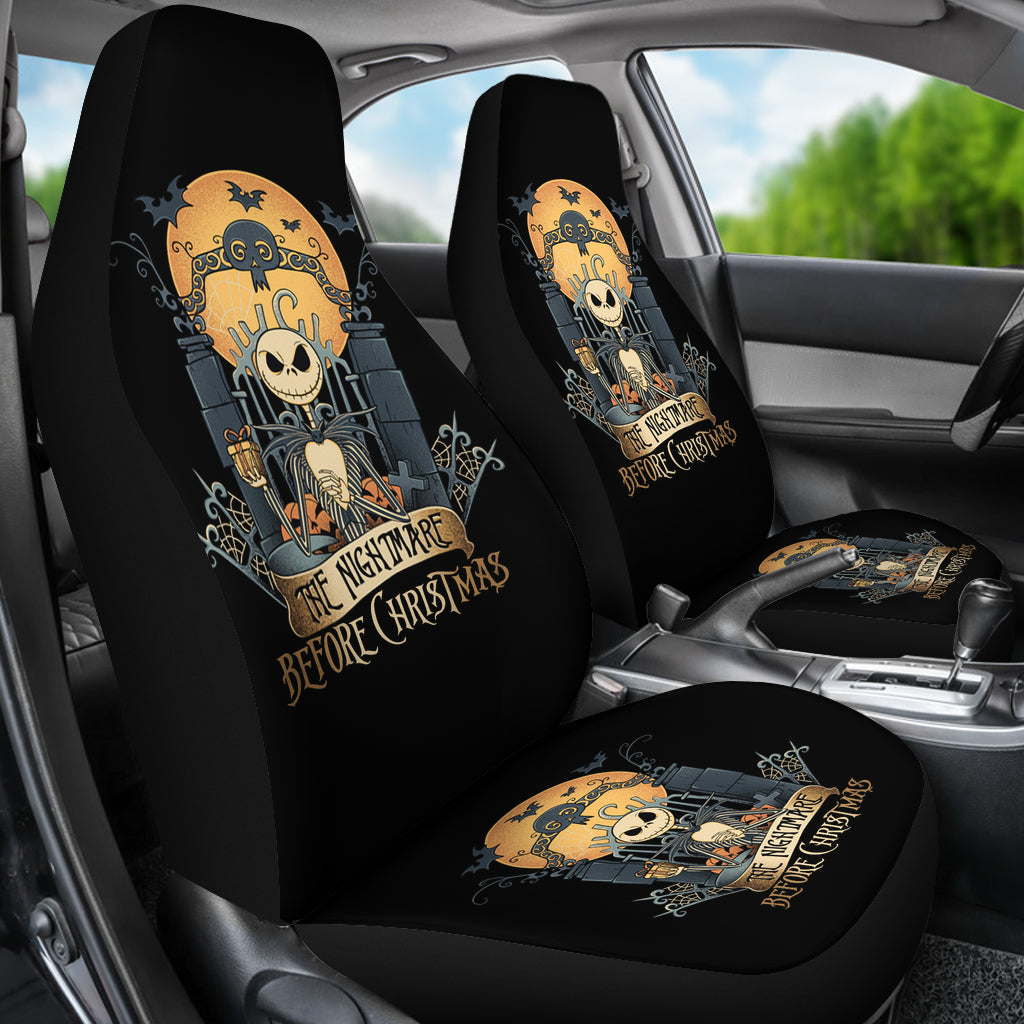 Nightmare Before Christmas Cartoon Car Seat Covers | Jack Skellington Gift At Cemetery Gate Seat Covers Ci100702