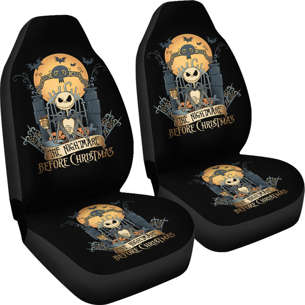 Nightmare Before Christmas Cartoon Car Seat Covers | Jack Skellington Gift At Cemetery Gate Seat Covers Ci100702