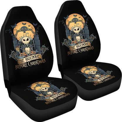 Nightmare Before Christmas Cartoon Car Seat Covers | Jack Skellington Gift At Cemetery Gate Seat Covers Ci100702