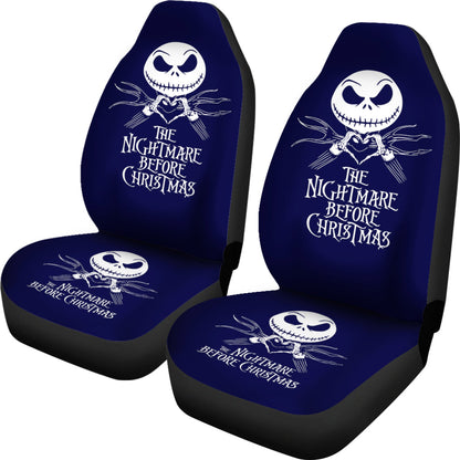 Nightmare Before Christmas Cartoon Car Seat Covers - Jack Skellington Heart Hand Sign Dark Blue Seat Covers Ci100802