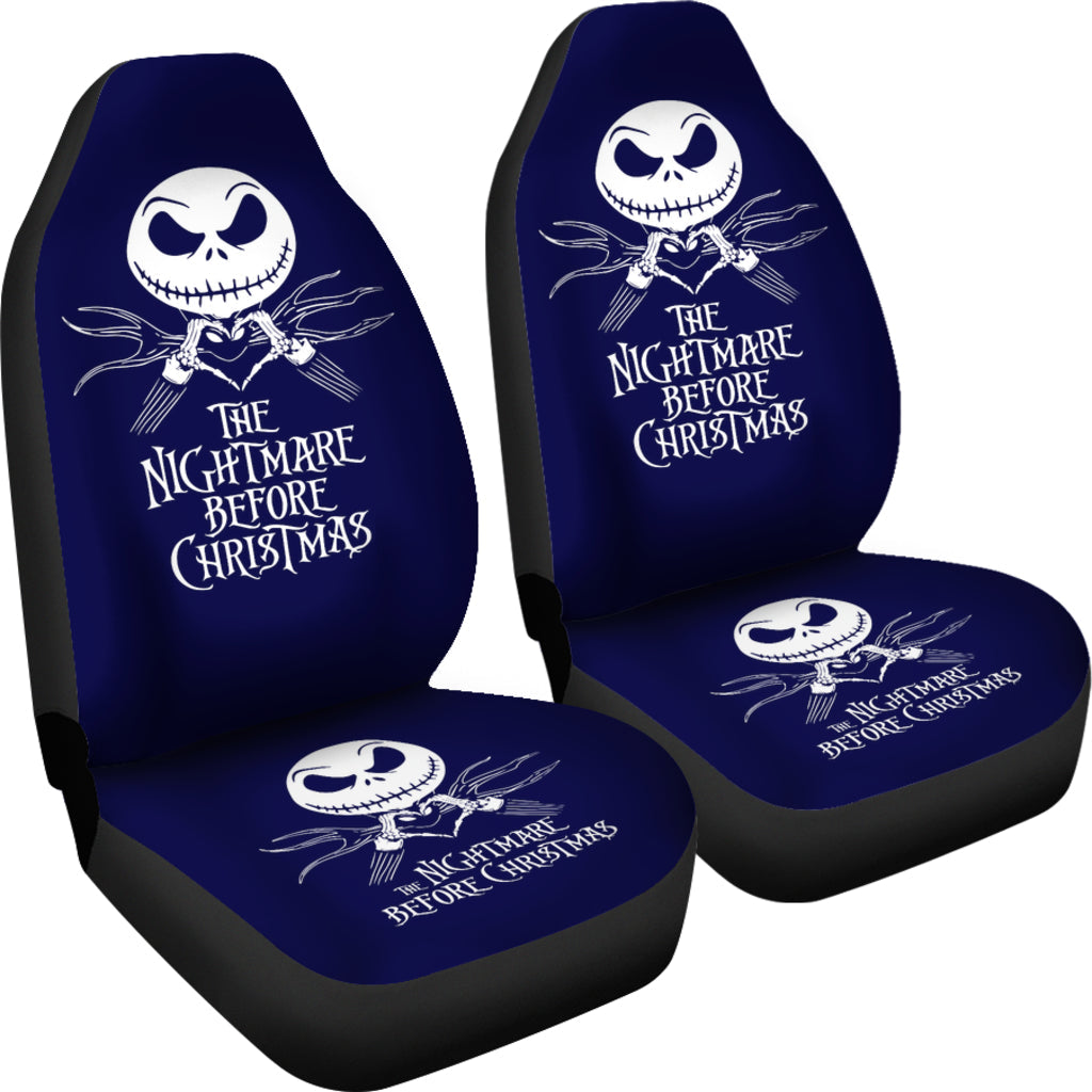 Nightmare Before Christmas Cartoon Car Seat Covers - Jack Skellington Heart Hand Sign Dark Blue Seat Covers Ci100802