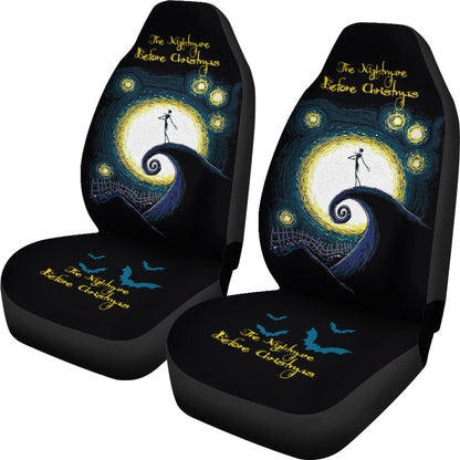 Nightmare Before Christmas Cartoon Car Seat Covers | Jack Skellington Singing On The Hill Moon Seat Covers Ci092504