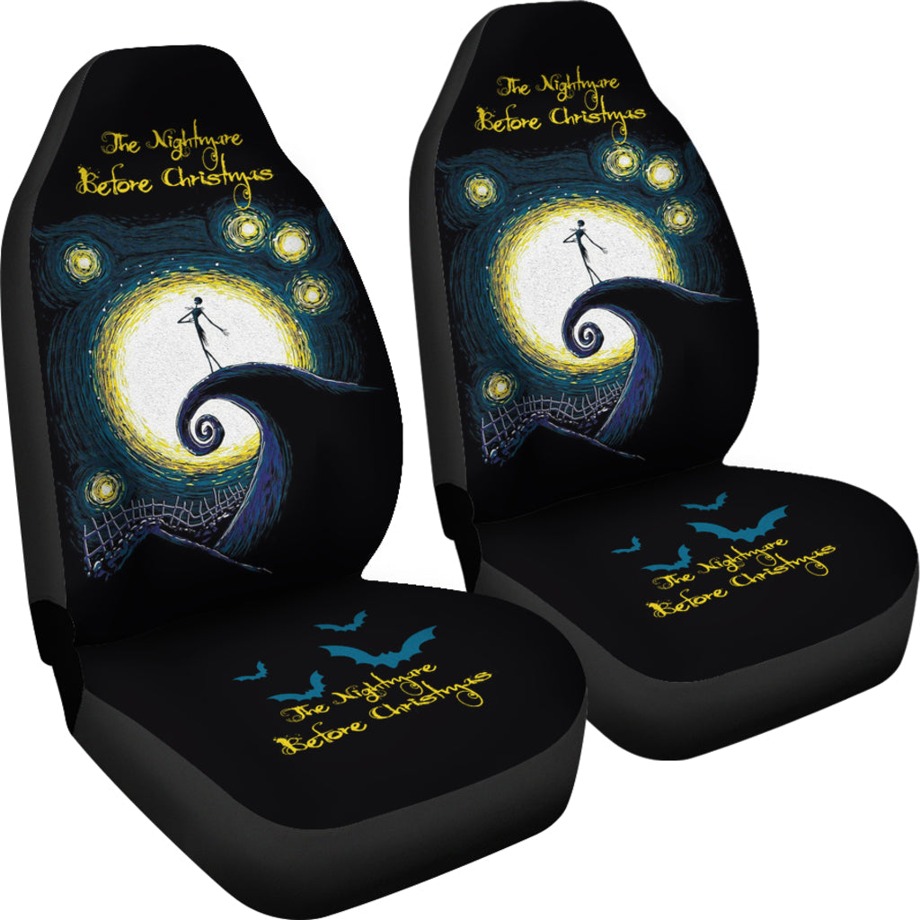 Nightmare Before Christmas Cartoon Car Seat Covers | Jack Skellington Singing On The Hill Moon Seat Covers Ci092504