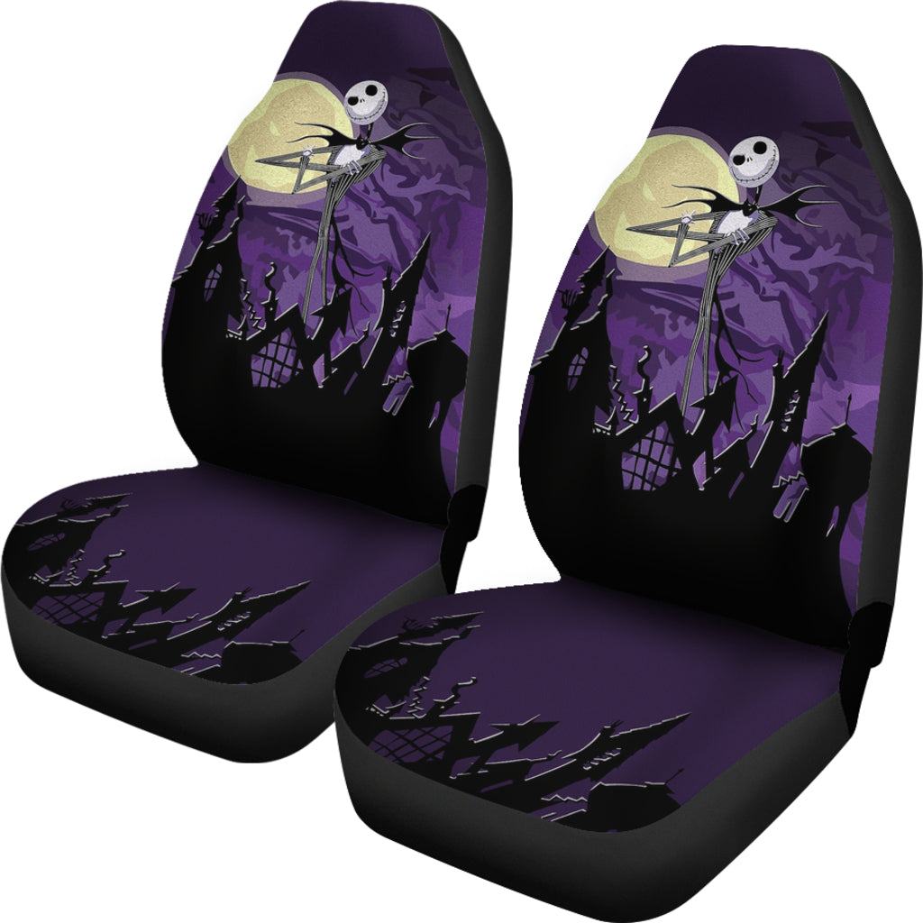 Nightmare Before Christmas Cartoon Car Seat Covers | Jack Skellington Standing On Roof Oogie Seat Covers Ci100704