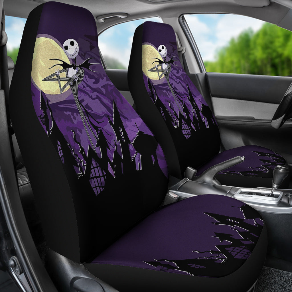 Nightmare Before Christmas Cartoon Car Seat Covers | Jack Skellington Standing On Roof Oogie Seat Covers Ci100704