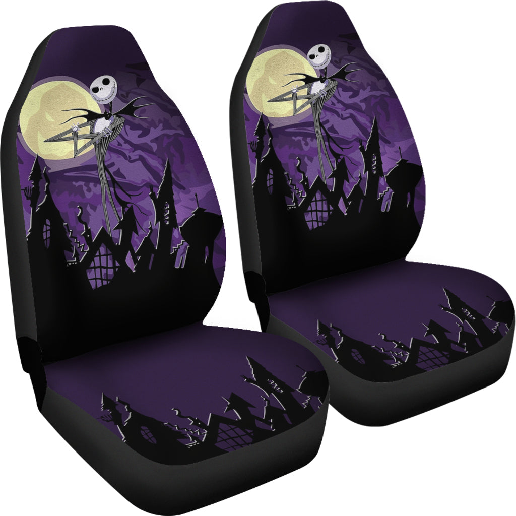 Nightmare Before Christmas Cartoon Car Seat Covers | Jack Skellington Standing On Roof Oogie Seat Covers Ci100704