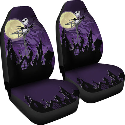 Nightmare Before Christmas Cartoon Car Seat Covers | Jack Skellington Standing On Roof Oogie Seat Covers Ci100704