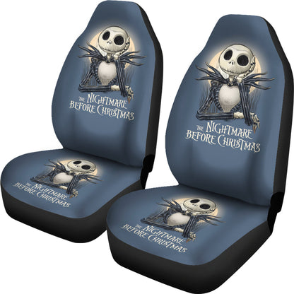 Nightmare Before Christmas Cartoon Car Seat Covers - Jack Skellington Thinking Light Yellow Moon Seat Covers Ci101205