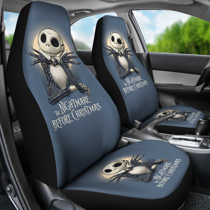 Nightmare Before Christmas Cartoon Car Seat Covers - Jack Skellington Thinking Light Yellow Moon Seat Covers Ci101205