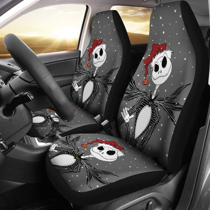 Nightmare Before Christmas Cartoon Car Seat Covers | Jack Skellington Wearing Xmas Hat Seat Covers Ci092404