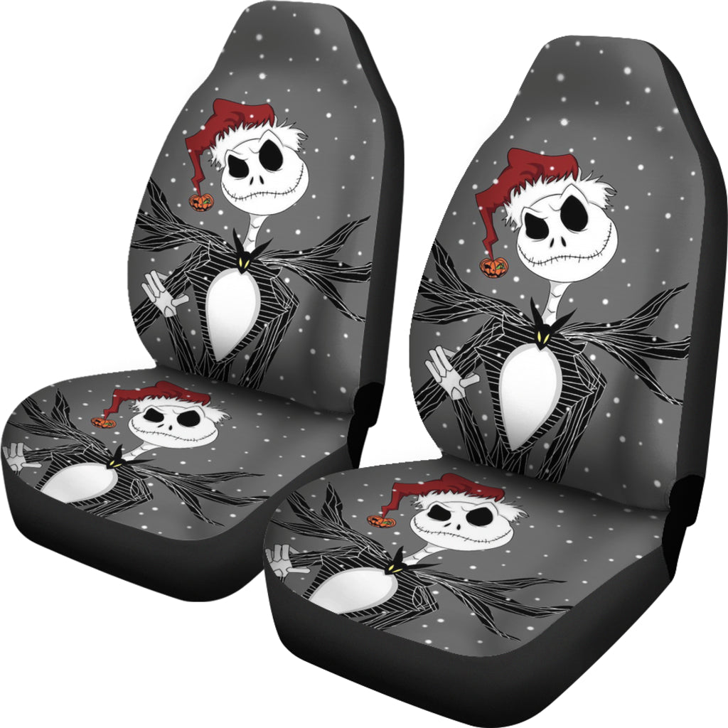 Nightmare Before Christmas Cartoon Car Seat Covers | Jack Skellington Wearing Xmas Hat Seat Covers Ci092404