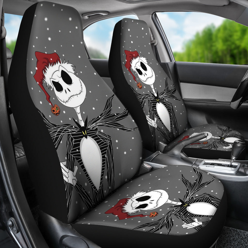 Nightmare Before Christmas Cartoon Car Seat Covers | Jack Skellington Wearing Xmas Hat Seat Covers Ci092404