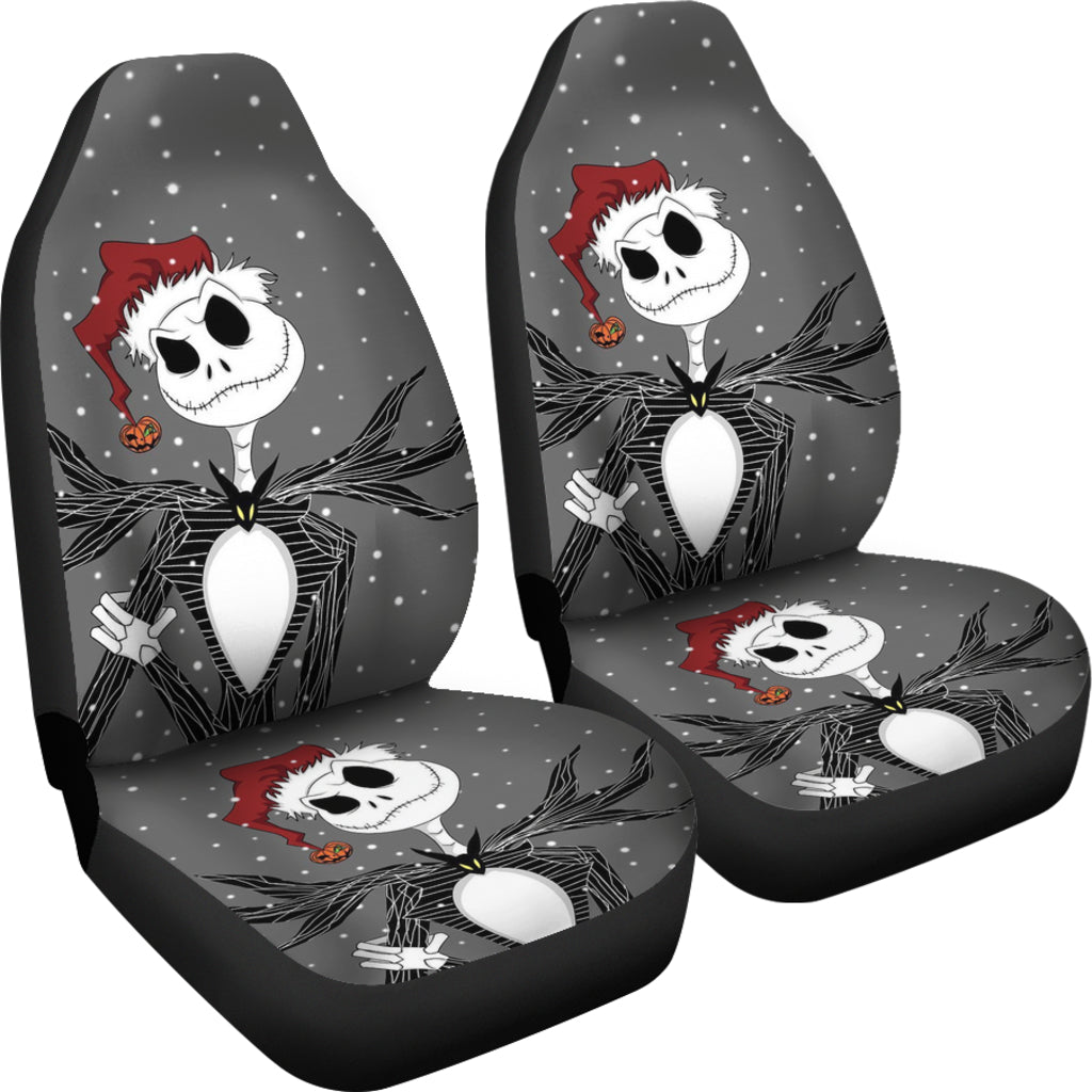 Nightmare Before Christmas Cartoon Car Seat Covers | Jack Skellington Wearing Xmas Hat Seat Covers Ci092404