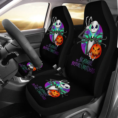 Nightmare Before Christmas Cartoon Car Seat Covers | Jack Skellington With Pumpkin Artwork Seat Covers Ci100705