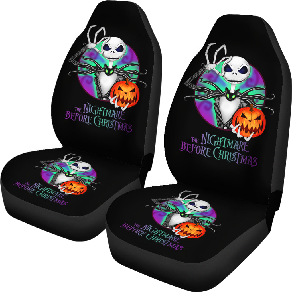 Nightmare Before Christmas Cartoon Car Seat Covers | Jack Skellington With Pumpkin Artwork Seat Covers Ci100705