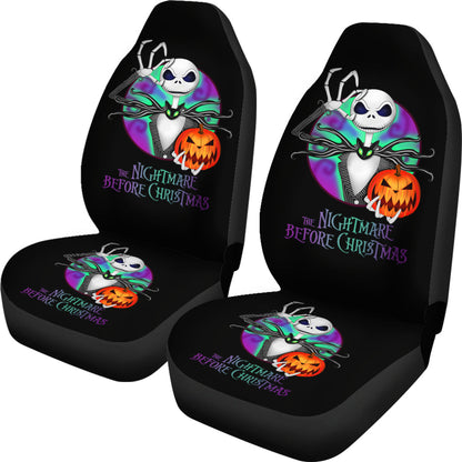 Nightmare Before Christmas Cartoon Car Seat Covers | Jack Skellington With Pumpkin Artwork Seat Covers Ci100705