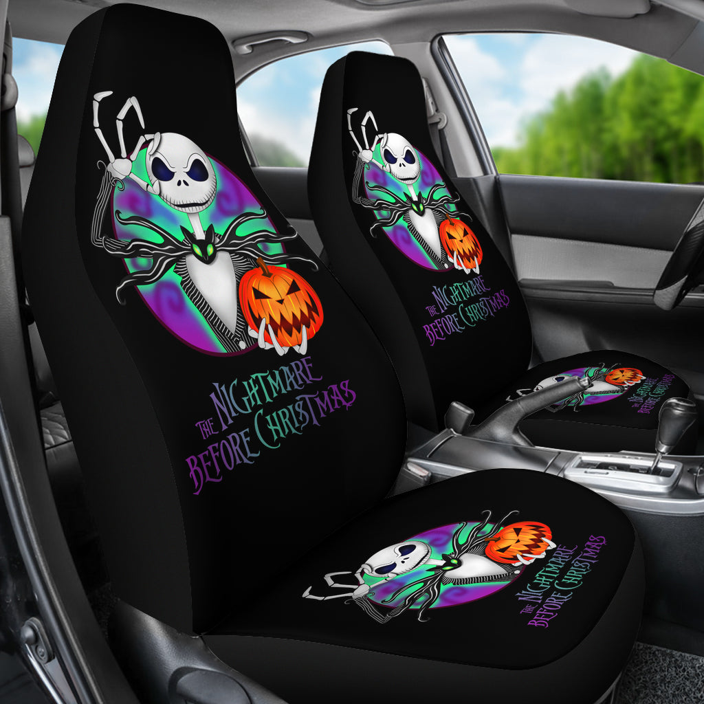 Nightmare Before Christmas Cartoon Car Seat Covers | Jack Skellington With Pumpkin Artwork Seat Covers Ci100705