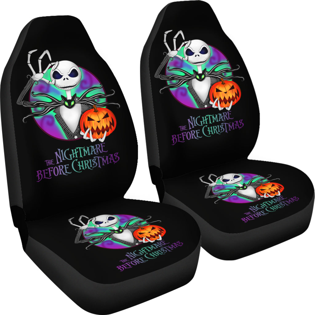 Nightmare Before Christmas Cartoon Car Seat Covers | Jack Skellington With Pumpkin Artwork Seat Covers Ci100705