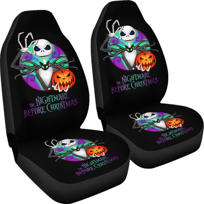 Nightmare Before Christmas Cartoon Car Seat Covers | Jack Skellington With Pumpkin Artwork Seat Covers Ci100705